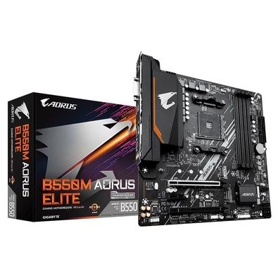 Placa Mãe Gigabyte B550M Aorus Elite (rev. 1.3)   Potência e versatilidade para gamers e entusiastas. Libere todo o potencial dos processadores AMD Ry