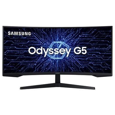 Monitor Gamer Samsung Odyssey G5 34' VA, Curvo, Wide, 165 Hz, 2K QHD, 1ms, FreeSync Premium, HDR10, HDMI/DisplayPort Cenas vívidas que te envolvem, ab