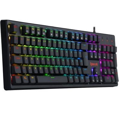 Teclado Mecânico Gamer Redragon Kama, RGB, Switch Blue, USB 2.0, ABNT2 - K578-RGB (PT-BLUE) O Kama tem formato full-size, trazendo o pad numérico, sen