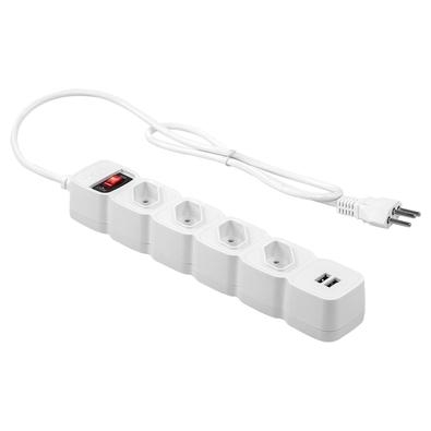 Filtro de Linha Intelbras 4 Tomadas, 2 USB, Bivolt, Branco   Segurança em dose dupla para seus equipamento Dupla proteção com chave inteligente contra