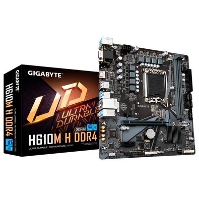 Placa-Mãe Gigabyte H610M (rev. 1.0), Intel LGA1700, H610, DDR4, mATX   Suporte único de 32 GB A capacidade máxima de memória na placa-mãe H610 é de 64