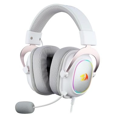 Headset Gamer Redragon Zeus X RGB    Microfone com Redução de Ruído O Headset Gamer Zeus X na cor branco com rosê e RGB vem com almofadas e revestimen