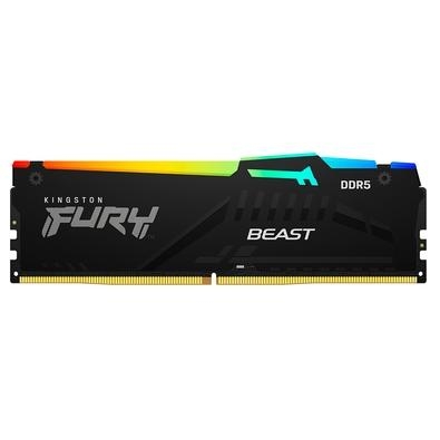 Memória Kingston Fury Beast, RGB, 16GB, 4800MHz, DDR5, CL38 Kingston FURY Beast DDR5 RGB1 permite fazer overclock com estilo em plataformas de jogos d