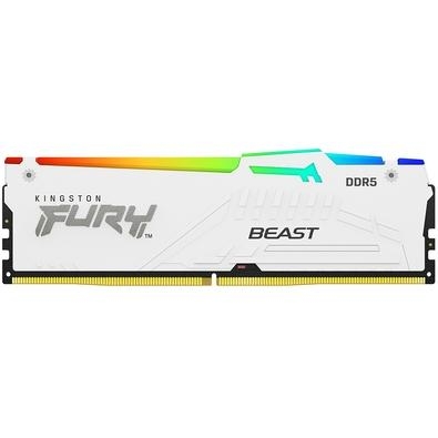 Memória Kingston Fury Beast para Intel XMP, RGB, 32GB, 6000MHz, DDR5, CL40, Branco - KF560C40BWA-32 A FURY KF560C40BWA-32 é um módulo de memória 4G x 