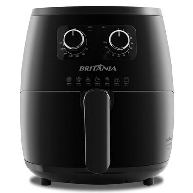 Fritadeira Air Fryer Sem Óleo Britânia BFR22PG   Aproveite toda a praticidade da Air Fryer Britânia BFR22PG Gold Coated 6L 1500W para preparar as mais