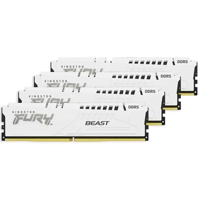 Memória Kingston Fury Beast para Intel XMP, 64GB (4X16GB), 5200MHz, DDR5, CL40, Branco A FURY KF552C40BWK4-64 é um Kit de módulos de memória 2G x 64 b