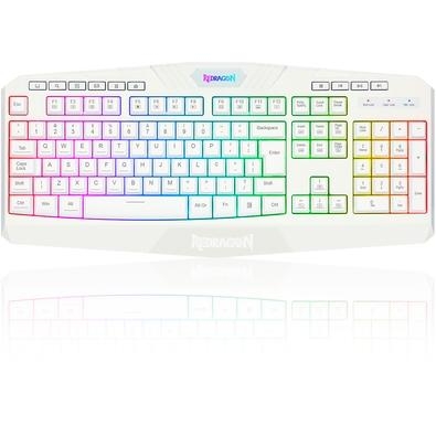 Teclado Gamer Redragon Harpe 2, RGB, USB, ABNT2, Branco - Iluminação RGB trazendo mais brilho para o seu setup. - Teclas para controle multimídia de f