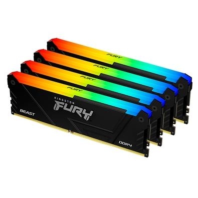 A Kingston FURY™ Beast DDR4 RGB impulsiona sua performance com velocidades de até 3733MHz, estilo desafiador e luzes RGB no comprimento do módulo para