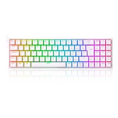 Teclado Mecânico Gamer Redragon POLLUX RGB:   Iluminação única: Com a Iluminação RGB que deixa o setup com o seu estilo.   Layout: Seu layout 75% deix