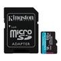 Cartão de Memória Kingston MicroSD   Velocidades Superiores Com velocidades superiores de transferência de até 170MB/s, o cartão microSD Canvas Go! Pl