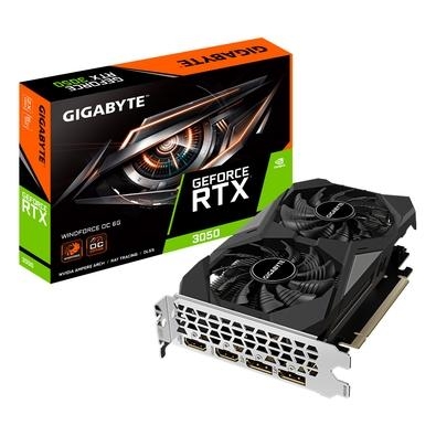 Placa de Vídeo RTX 3050 Windforce OC Gigabyte   Sistema de Refrigeração Windforce O sistema de resfriamento WINDFORCE conta com dois ventiladores de l