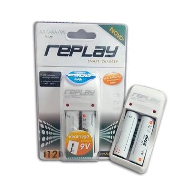 Carregador De Pilhas Replay, Com 2 Pilhas, Aa, 2500mah Aa/aaa, Bateria 03o134