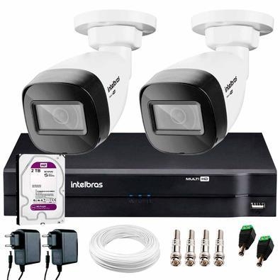 Kit 2 Câmeras Vhd 1120 B G6 + Dvr Intelbras + Hd 2 Tb + App + Fonte, Cabos E Acessórios