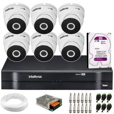 Kit 6 Câmeras Intelbras VHD 3230 D G7 Dome Full HD 1080p Visão Noturna de 30m IP67 + DVR Intelbras MHDX 1208 8 Canais Multi HD + HD 2TBKit focado em c