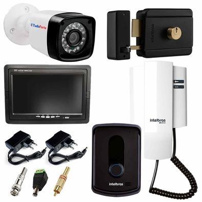 Produtos Inclusos no Kit 01 - Porteiro Interfone Eletrônico IPR 8010 Residencial Intelbras 01 - Câmera Bullet 20 Metros Infravermelho - Tudo Forte 01 