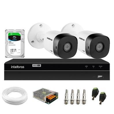 Itens Inclusos No Kit 01 - DVR Intelbras 4 canais MHDX 1204 Com Detecç,ã,o Inteligente de Movimento 02 - Câ,mera Bullet Infravermelho Multi HD Intelbr