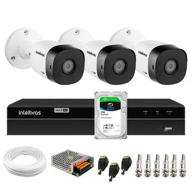 Itens Inclusos No Kit 01 - DVR Intelbras 4 canais MHDX 1204 Com Detecç,ã,o Inteligente de Movimento 03 - Câ,mera Bullet Infravermelho Multi HD Intelbr