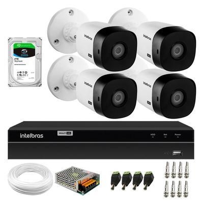 Itens Inclusos No Kit 01 - DVR Intelbras 4 canais MHDX 1204 Com Detecç,ã,o Inteligente de Movimento 04 - Câ,mera Intelbras VHL 1120B, HD 720p HDCVI, B