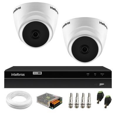 Kit 2 Câmeras Dome Vhd 1220 D G6 20m, Full Hd 1080p, 2.8 Mm, Dvr Gravador Intelbras, Mhdx 1204, 4 Canais