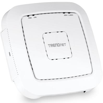 O Ponto de Acesso Interno Wireless AC1200 Dual Band PoE de alta performance da TRENDnet, modelo TEW-821DAP, suporta os modos Ponto de Acesso (AP), Bri