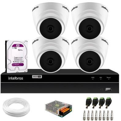 Kit 4 Câmeras Dome VHD 1120 D G6 20m de Infravermelho + DVR Inteligente Intelbras MHDX 1204 4 Canais + HD 1TB Purple    Nós da Tudo Forte, criamos est