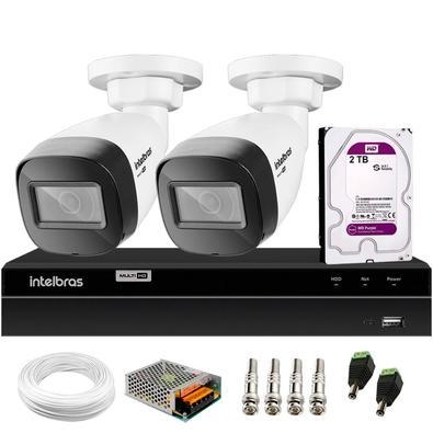 Kit 2 Câmeras Bullet HD 720p VHD 1120 B G6 Visão Noturna 20m + DVR Intelbras MHDX 1204 4 Canais + HD 2TB Purple   Nós da Tudo Forte, criamos este kit 