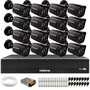 Kit 16 Câmeras Segurança Black Full Hd 1080p Infra 20m + Dvr Intelbras Mhdx 3016-c Full Hd 16 Canais