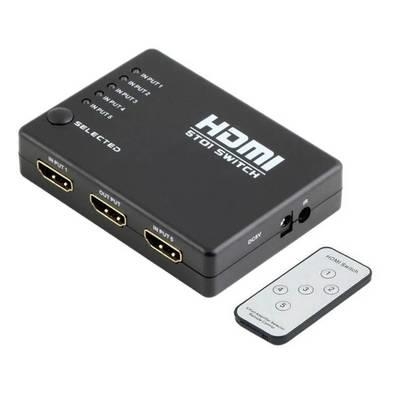 Chaveador HDMI Switch 5x1 V.1.4 Com Controle Remoto Organize os equipamentos que estão ligados a sua televisão, sem ficar perdendo sinal e sem diminui