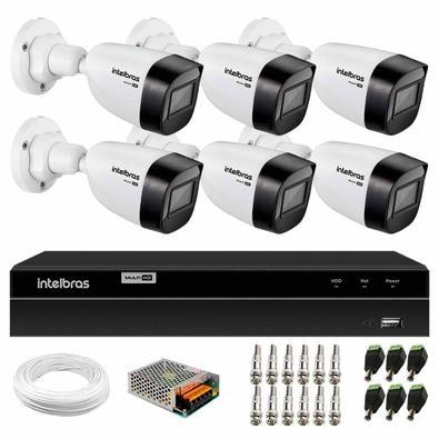 Kit 6 Câmeras Intelbras VHD 1130 B HD 720p Bullet com Lente 2.8mm Visão Noturna 30m Resistente à Chuva IP67 + DVR Intelbras MHDX 1208 8 Canais Multi H