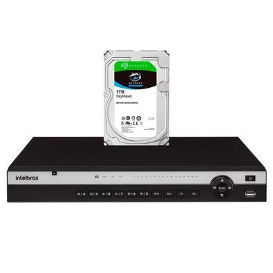 Nvd Gravador De Vídeo Ip Intelbras 3316 P 4k 16 Canais 16 Portas Poe Ultra Hd 4k + Hd 1tb Skyhawk