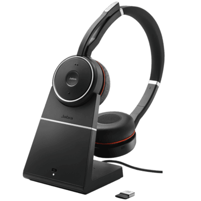 Headset sem fio Evolve 75 Stereo ms, Link 370 e Base recarregamento (usb)