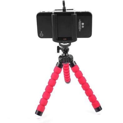 Tripé Portátil Mini Polvo Com Suporte Para Telefone Para Selfies Vermelho