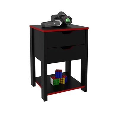 Gaveteiro para Escritório Home Office Gamer ME4141 MDP Preto/Vermelho - Gran Belo Possui duas gavetas e uma prateleira, produzida em MDP e acabamento 