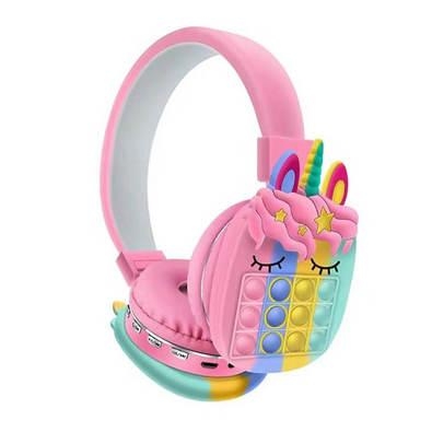 Headphone bluetooth fone arco infantil unicórnio pop it    disponível somente na cor rosa   fone de arco bluetooth ah-806h   este incrível fone de ouv