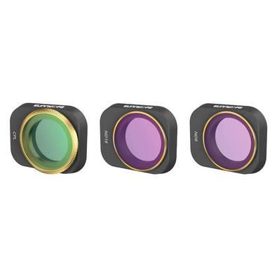 Neste kit você adquire 3 filtros da marca Sunnylife para o drone DJI Mini 3 / 3 Pro: um filtro CPL (polarizador), excelente se você deseja aprimorar a