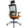 Cadeira para escritório Presidente  com base giratória cromada  de fabricação nacional com encosto anatômico em tela mesh com apoio de cabeça, que ocu