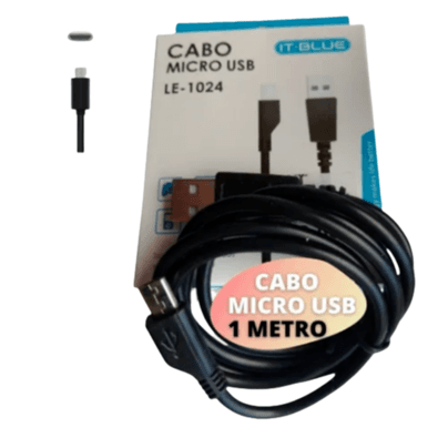 Cabo micro-usb it-blue le-1024 cor: preto 1 metro não acompanha fonte. Este produto é apenas o cabo usb. cabo de dados padrão micro usb v8 compatível 