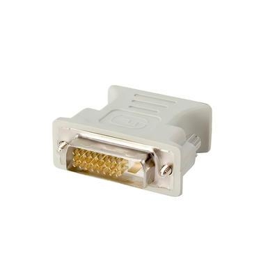 Adaptador dvi-d ( 24+1 ) para vga ( fêmea ). A conexão dvi é tanto digital como analógico, enquanto a vga é somente analógico.   o adaptador é compatí