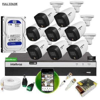 Itens inclusos no kit: 01 - dvr 8ch mhdx 3108 fullhd intelbras 08 - câmeras infra 20m fullhd 1080p vhd 1220b full color intelbras 01 - hd 1 tera (inst