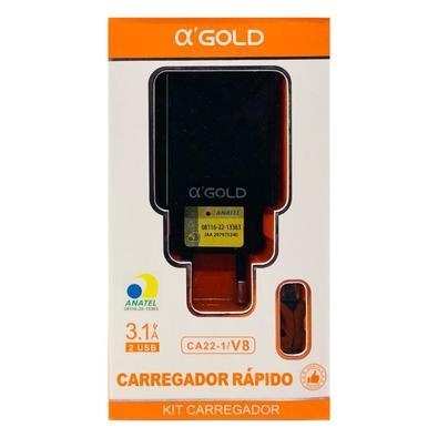 Carregador completo 3.1a para celulares com entrada micro usb/v8, compatível com samsung, xiaomi, redmi, motorola, entre outros. A alphagold foi desen