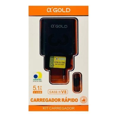 Carregador completo 5.1a para celulares com entrada micro usb/v8, compatível com samsung, xiaomi, redmi, motorola, entre outros. Fonte com dois usb. A