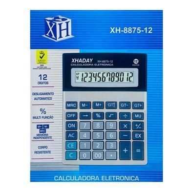 Calculadora eletrônica com 12 dígitos. Possui desligamento automático. Multifunção. Memória independente e corpo resistente.   item incluso: 1 calcula