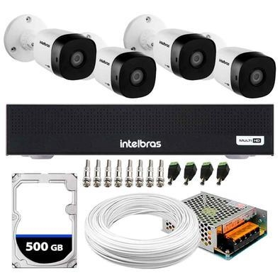 Kit 4 câmeras intelbras vhd 1230 b g7 bullet multi-hd full hd 1080p visão noturna 30m proteção ip67 + dvr gravador de vídeo mhdx 1004-c 4 canais + hd 