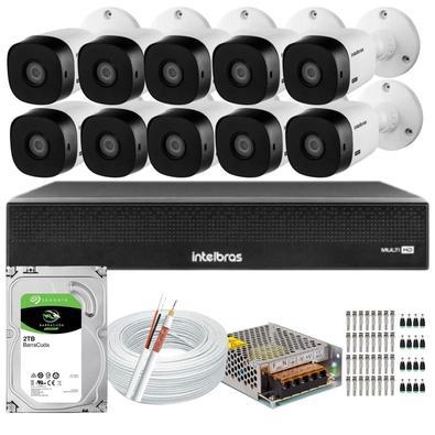 Kit cftv de alta definição intelbras full hd com 8 câmeras   acesso via smartphone e computador   conteúdo   01 dvr intelbras mhdx 3116-c 5x1 de 16 ca