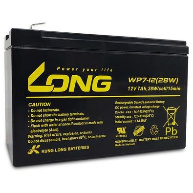 Marca: long modelo: wp7-12(28w) especificações: tensão nominal 12v potência nominal 15 minutos 28w/cell a 1.60v/cell  capacidade nominal 20 horas (0.3