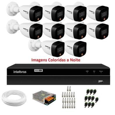 Itens inclusos no kit 01 - gravador digital de vídeo intelbras mhdx 1216-c 16 canais 10 - câmeras intelbras vhd 1220 b full color 01 - cabo coaxial fl