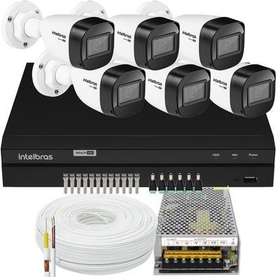 Kit cftv de alta definição intelbras hd com 6 câmeras   acesso via smartphone e computador    conteúdo 01 dvr intelbras mhdx 1208 5x1 de 08 canais  06