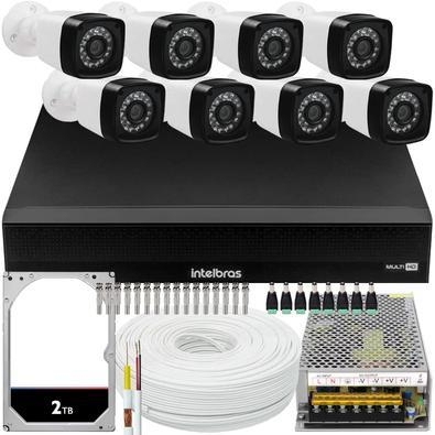 Kit cftv de alta definição com 8 câmeras   acesso via smartphone e computador conteúdo 01 dvr intelbras mhdx 1016-c 5x1 de 16 canais 08 câmeras import