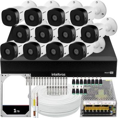 Kit cftv de alta definição intelbras hd com 12 câmeras   acesso via smartphone e computador conteúdo  01 dvr intelbras mhdx 1016-c 5x1 de 16 canais  1