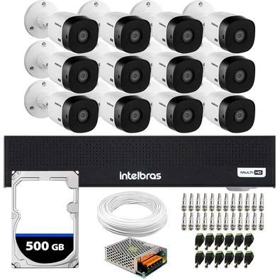   descrição do produto  itens inclusos no kit 12 - câmeras vhl 1220 b bullet intelbras 01 - dvr gravador mhdx 1016-c 16 canais intelbras 01 - cabo coa